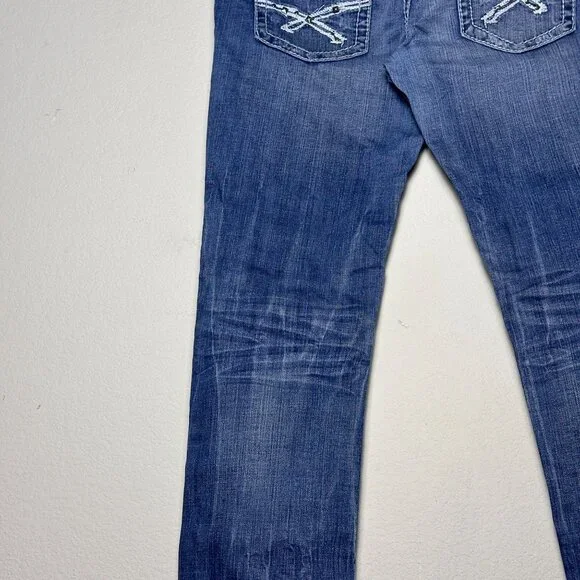 Y2K Amethyst Denim Jean Pant Women 11 Low Rise Slim Straight Fit Punk Distressed - Picture 14 of 15